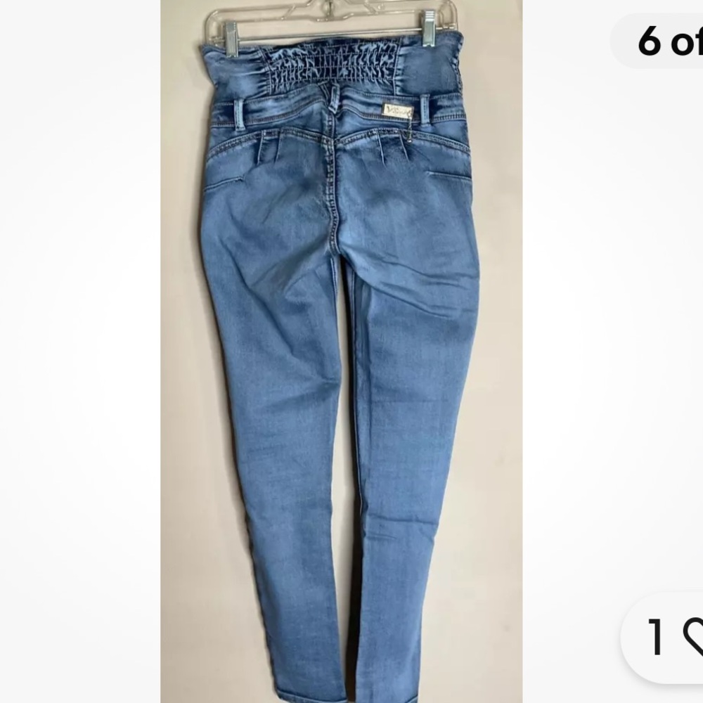 Up River blue chambray wash skinny jeans details booty ridges size 7 - Picture 14 of 16